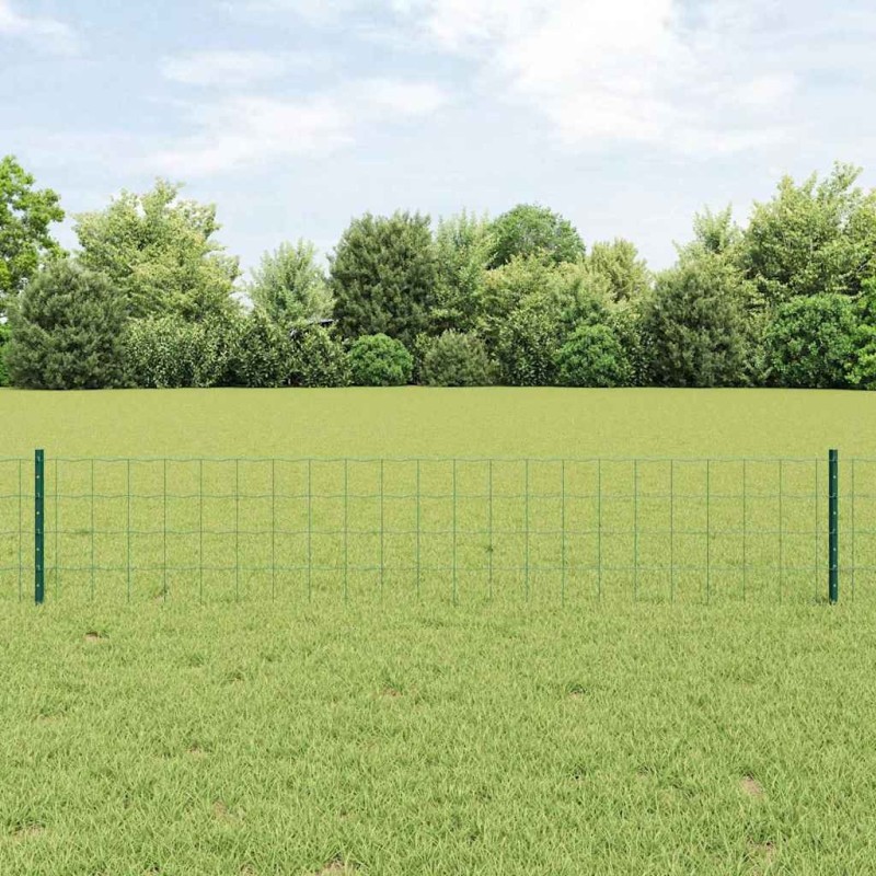 Clôture Euro avec 22 poteaux verts 0,4x50 m en acier 