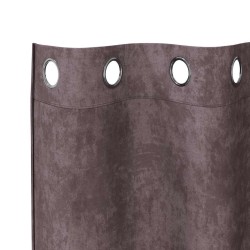 Rideaux en velours 2 pièces avec œillets marron 260x140 cm 