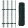 Poteaux de Clôture 11 pcs U-Channel Vert 60 cm en Acier 