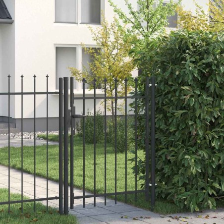 Porte de Clôture Gris 100 x 120 cm Acier revêtu de poudre 