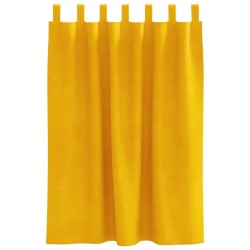 Rideaux occultants avec boucles de suspension 2 pcs Vert moutarde en velours 