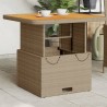 Table de jardin beige 80x80x71 cm résine tressée et bois acacia 