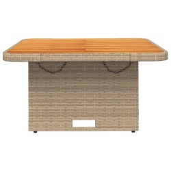 Table de jardin beige 80x80x71 cm résine tressée et bois acacia 
