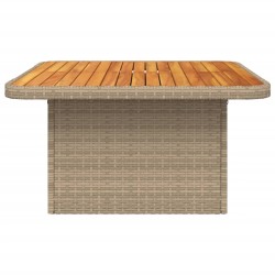 Table de jardin beige 80x80x71 cm résine tressée et bois acacia 