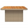Table de jardin beige 80x80x71 cm résine tressée et bois acacia 