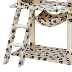 Arbre à chat Beige avec impressions de patte 83 x 72 x 140 cm 