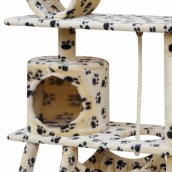 Arbre à chat Beige avec impressions de patte 83 x 72 x 140 cm 