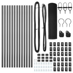 Ensemble de Poteaux de Clôture Ensemble de 2 Gris Plastique, Métal 