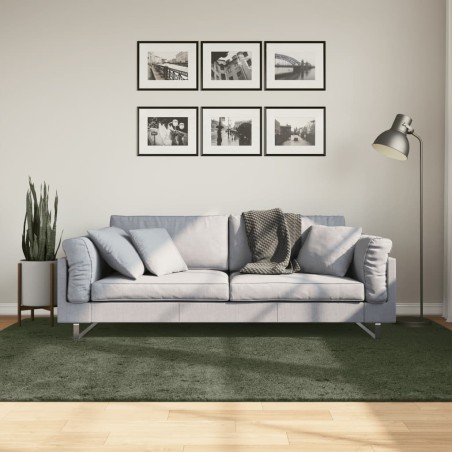 Tapis HUARTE à poils courts doux lavable vert forêt 160x230 cm 