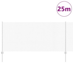 Clôture en fil soudé avec 22 poteaux U Argent 1x25 m Acier 