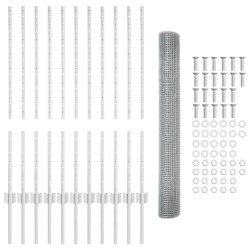 Clôture en fil soudé avec 22 poteaux U Argent 1x25 m Acier 