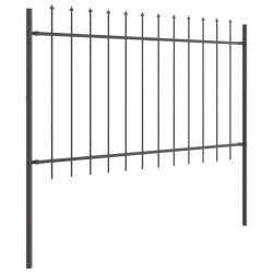 Clôture de jardin Gris 5.1 x 1 m Acier enduit de poudre 