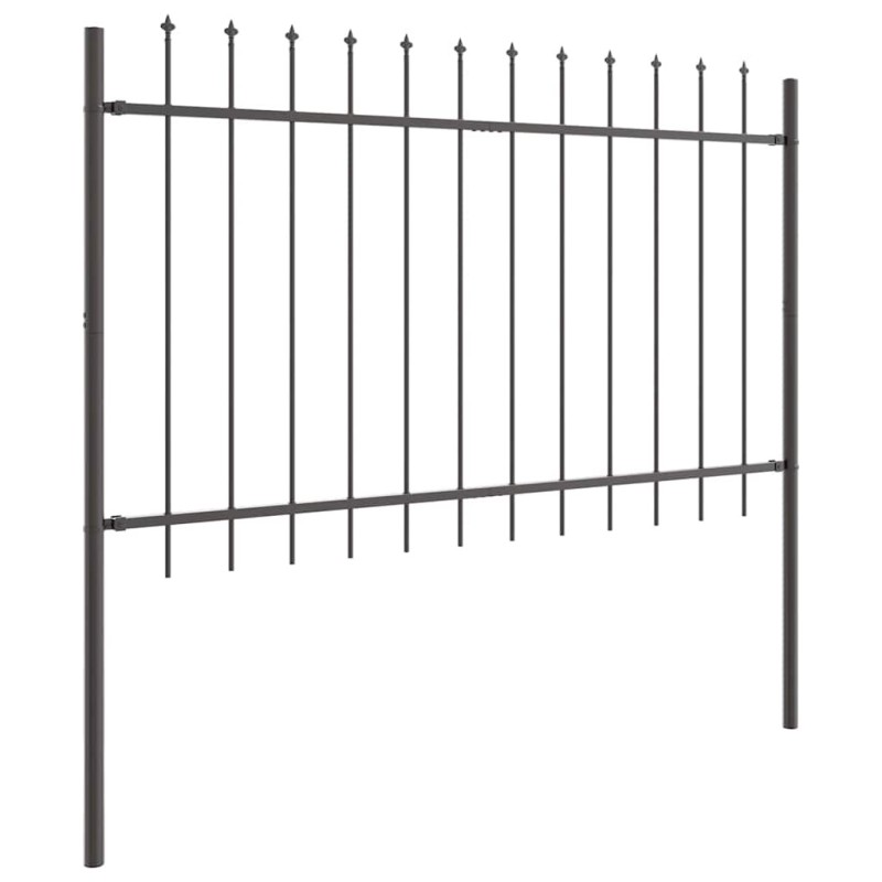 Clôture de jardin Gris 5.1 x 1 m Acier enduit de poudre 