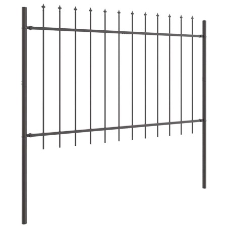 Clôture de jardin Gris 5.1 x 1 m Acier enduit de poudre 