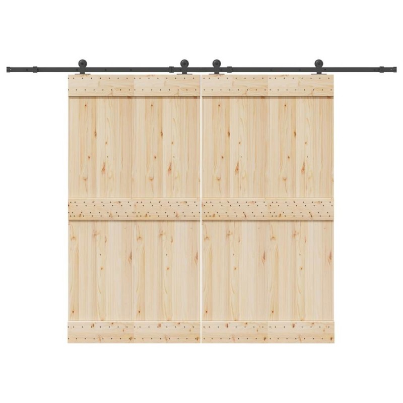 Kit de quincaillerie de porte coulissante 305 cm acier noir 
