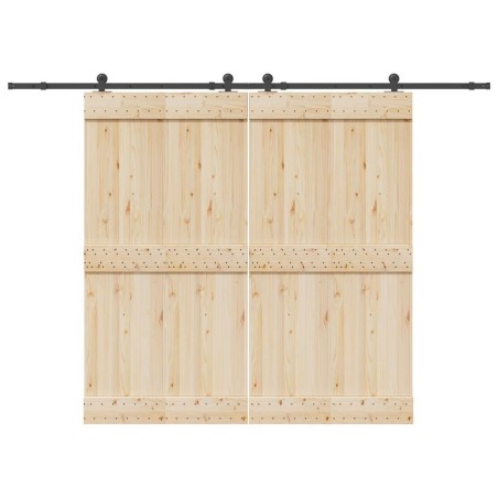 Kit de quincaillerie de porte coulissante 305 cm acier noir 