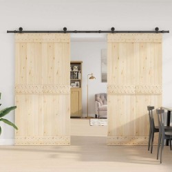 Kit de quincaillerie de porte coulissante 305 cm acier noir 