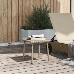 Table basse de jardin rectangulaire beige 40x40x37 cm rotin 