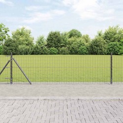 Clôture Euro avec 13 poteaux flanqués, 0,4 x 25 m, en acier galvanisé 