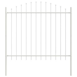 Clôture de jardin blanche avec un sommet en arc, 3,4 m x 1,25 m - En acier 