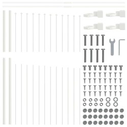 Clôture de jardin blanche avec un sommet en arc, 3,4 m x 1,25 m - En acier 