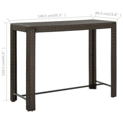 Table de bar de jardin Marron 140,5x60,5x110,5cm Résine tressée 