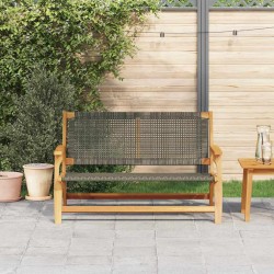 Banc de jardin gris 122x76x73,5 cm en bois massif d'acacia 