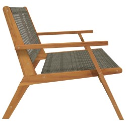 Banc de jardin gris 122x76x73,5 cm en bois massif d'acacia 