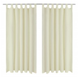 2 pcs Rideau à Passant Micro Satin Crème 140 x 225 cm 