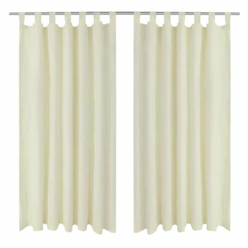 2 pcs Rideau à Passant Micro Satin Crème 140 x 225 cm 