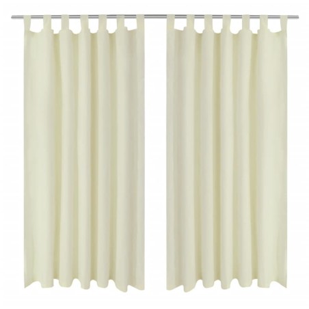 2 pcs Rideau à Passant Micro Satin Crème 140 x 225 cm 