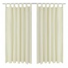 2 pcs Rideau à Passant Micro Satin Crème 140 x 225 cm 
