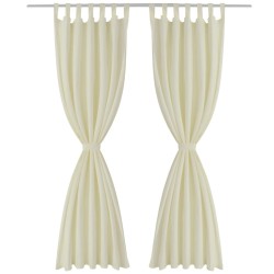 2 pcs Rideau à Passant Micro Satin Crème 140 x 225 cm 