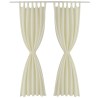 2 pcs Rideau à Passant Micro Satin Crème 140 x 225 cm 