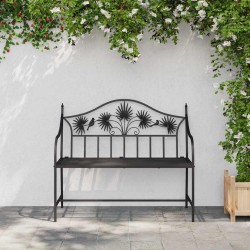 Banc en métal vintage Noir Acier peint en poudre Standard Durable 