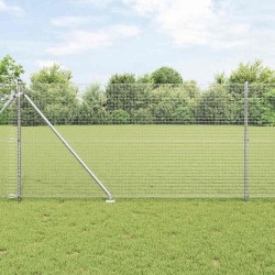 Clôture en Fil Soudé avec 7 Poteaux en Pointe 1.2x10 m en Acier Galvanisé 