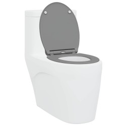 Siège de toilette à libération rapide avec fermeture douce en duroplast gris 
