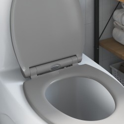 Siège de toilette à libération rapide avec fermeture douce en duroplast gris 