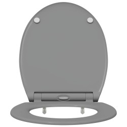 Siège de toilette à libération rapide avec fermeture douce en duroplast gris 