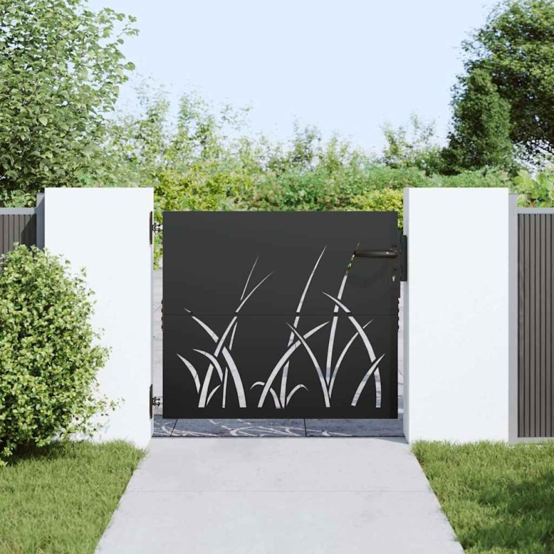 Porte de Jardin Noir 105 x 100 cm Acier peint par poudre 