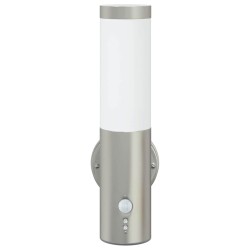 Applique murale extérieure avec détecteur Argent Acier inoxydable IP44 