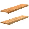 Marches d'escalier 2 pcs marron clair 110x25x2 cm chêne massif 