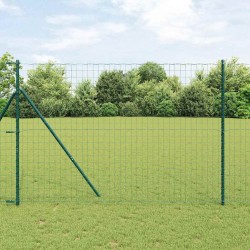 Clôture Euro avec 7 poteaux 1,6 x 10 m en acier galvanisé vert 