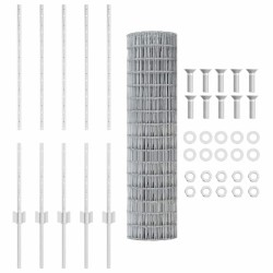 Euro Clôture avec 10 Piquets Argent 1x10 m Acier 