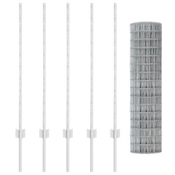 Euro Clôture avec 10 Piquets Argent 1x10 m Acier 