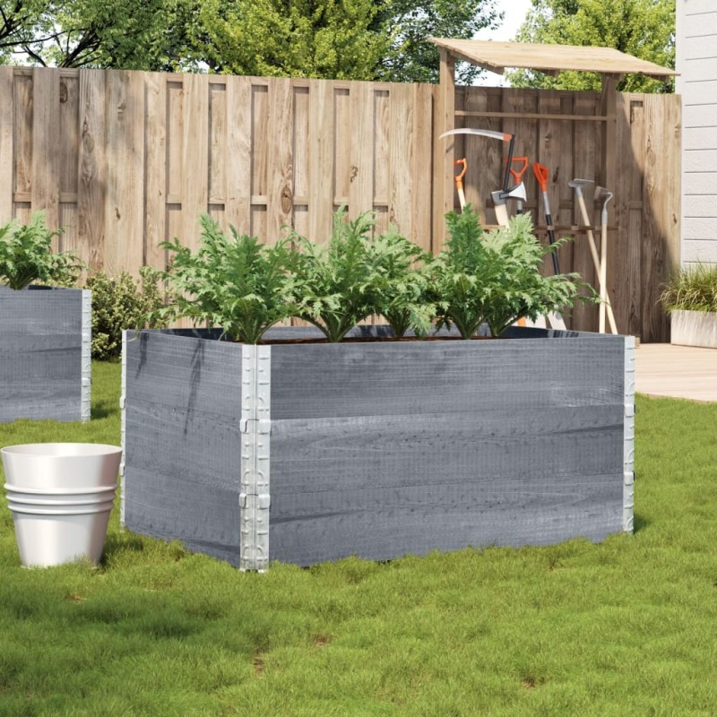 Jardinière gris 120x80 cm bois massif de pin 