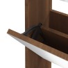 Armoire à chaussures miroir 3niveaux Chêne marron 63x17x102,5cm 