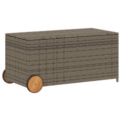 Boîte de rangement de jardin et roues gris 190L résine tressée 