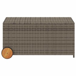Boîte de rangement de jardin et roues gris 190L résine tressée 