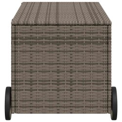 Boîte de rangement de jardin et roues gris 190L résine tressée 